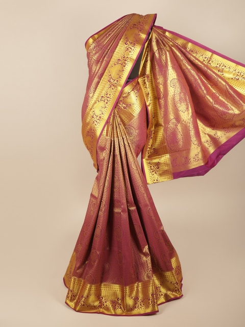 

Pothys Magenta & Gold-Toned Woven Design Art Silk Saree