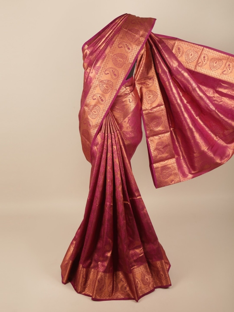 

Pothys Magenta & Copper-Coloured Ethnic Motifs Zari Art Silk Saree
