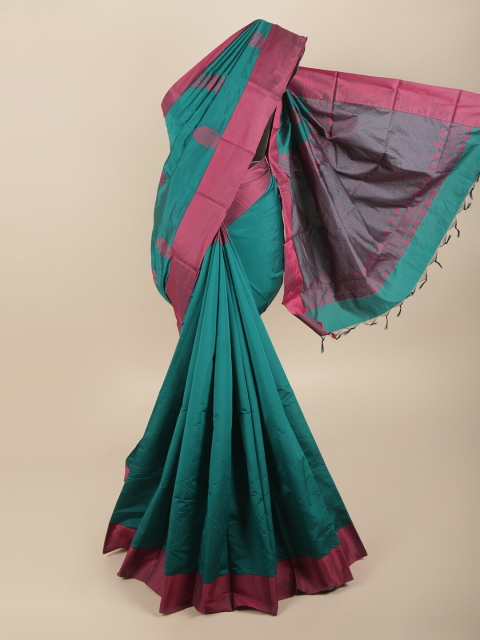 

Pothys Green & Pink Woven Design Silk Cotton Saree