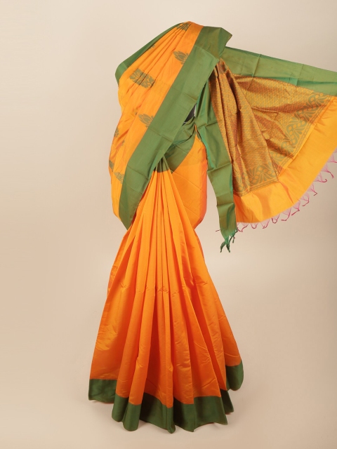 

Pothys Yellow & Green Woven Design Silk Cotton Saree