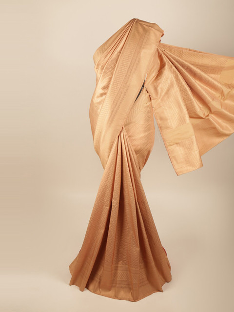 

Pothys Cream-Coloured & Gold-Toned Floral Art Silk Saree