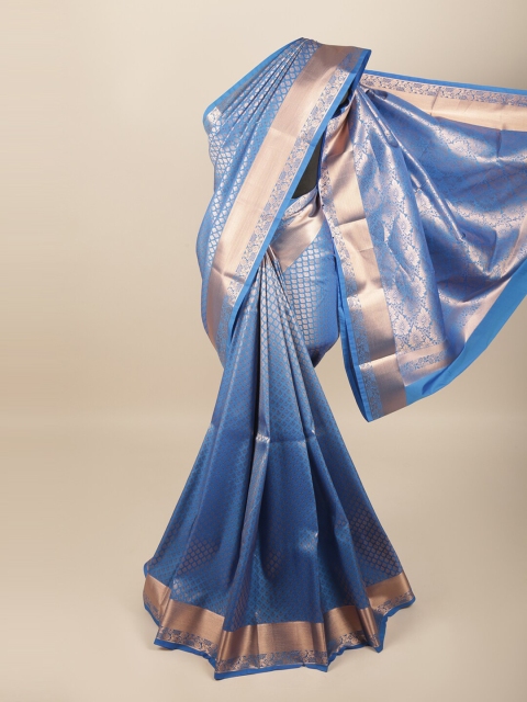 

Pothys Blue & Gold-Toned Woven Design Art Silk Saree