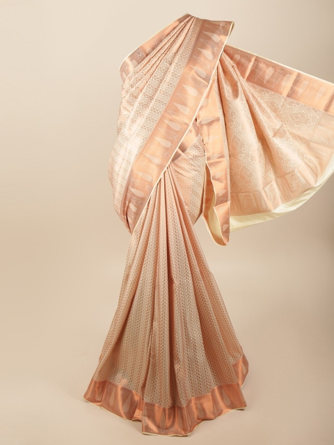 

Pothys Cream-Coloured & Gold-Toned Woven Design Art Silk Saree