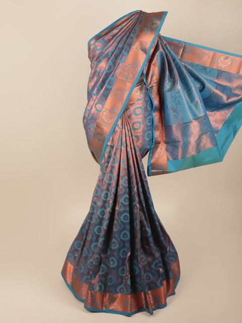 

Pothys Blue & Rose Gold Ethnic Motifs Art Silk Saree
