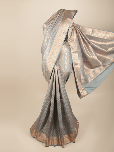 

Pothys Grey & Gold-Coloured Ethnic Motifs Zari Art Silk Saree