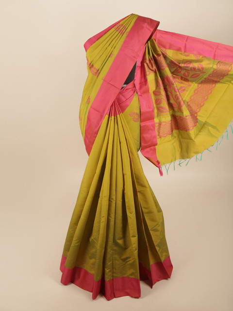 

Pothys Green & Pink Ethnic Motifs Silk Cotton Saree