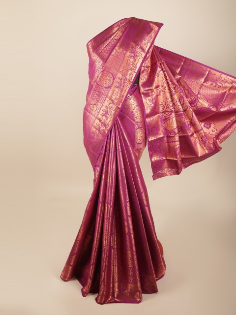

Pothys Magenta & Gold-Toned Woven Design Art Silk Saree