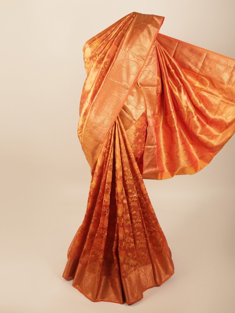 

Pothys Orange & Gold-Toned Woven Design Art Silk Saree