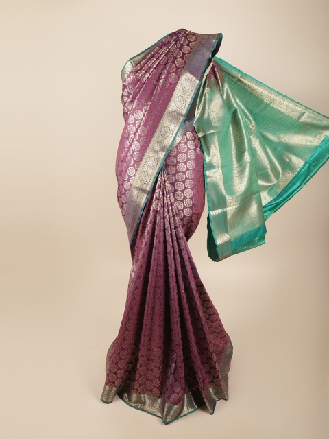 

Pothys Magenta & Silver-Toned Floral Art Silk Saree