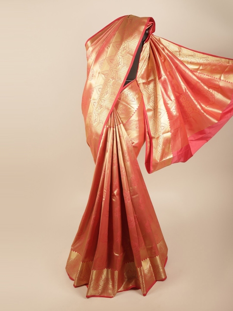 

Pothys Pink & Gold-Toned Woven Design Art Silk Saree