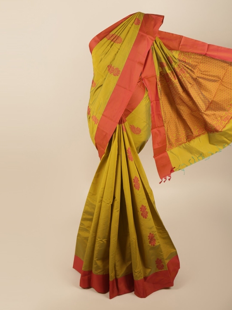 

Pothys Green & Orange Woven Design Silk Cotton Saree