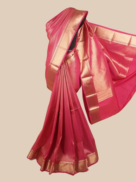 

Pothys Pink & Gold-Toned Woven Design Zari Art Silk Saree