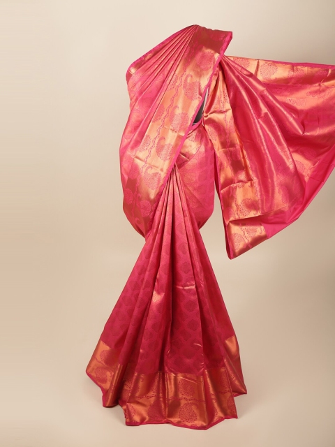 

Pothys Pink & Gold-Toned Floral Art Silk Saree