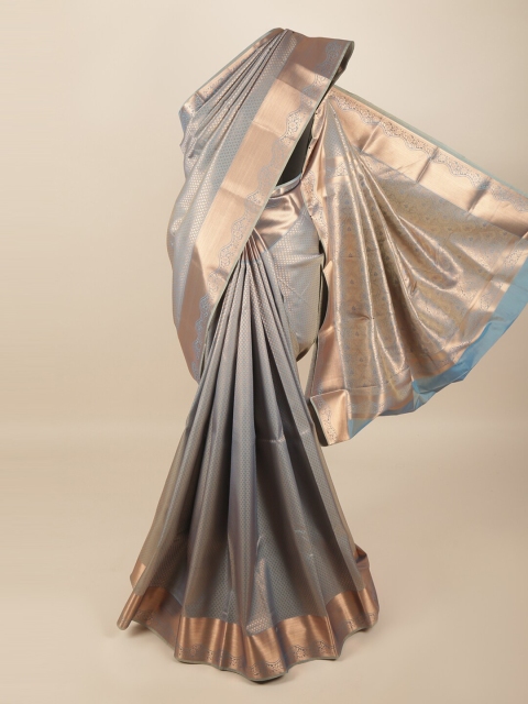 

Pothys Grey & Rose Gold Floral Art Silk Saree