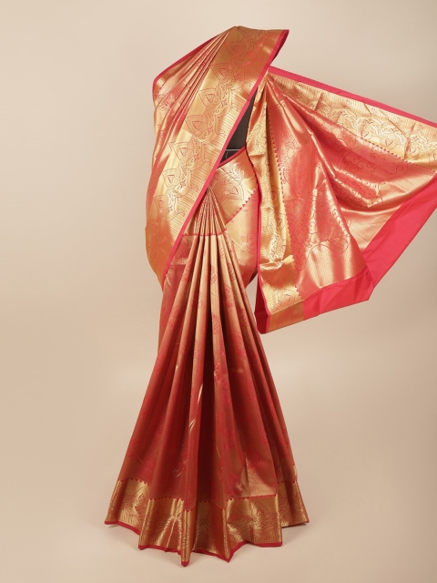 

Pothys Pink & Gold-Toned Ethnic Motifs Zari Art Silk Saree