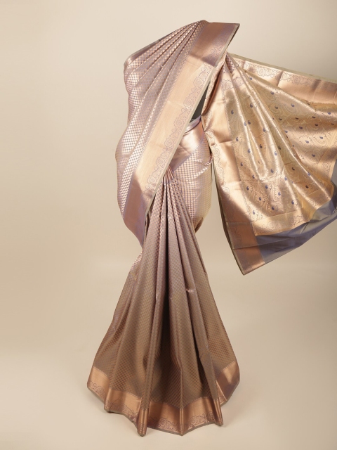 

Pothys Grey & Rose Gold Floral Art Silk Saree