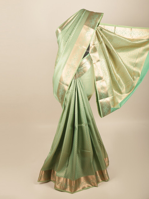 

Pothys Green & Gold-Toned Ethnic Motifs Zari Art Silk Saree