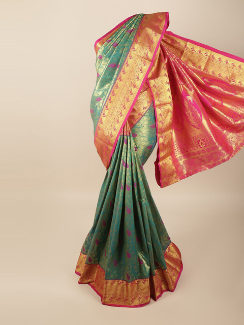 

Pothys Green & Pink Floral Art Silk Saree