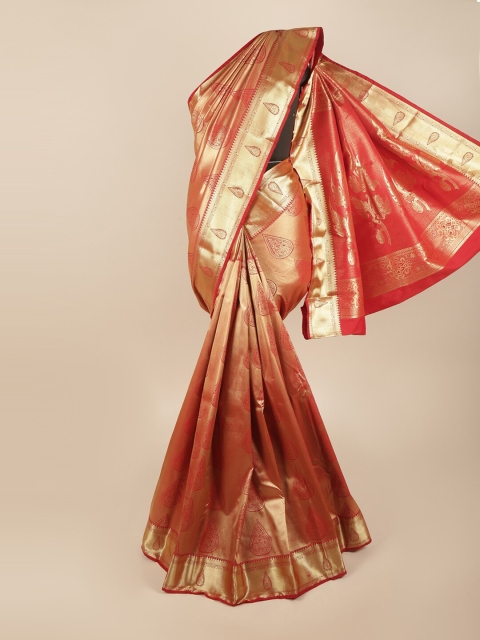 

Pothys Red & Gold-Toned Woven Design Art Silk Saree