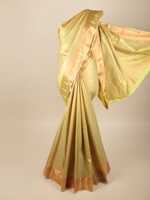 

Pothys Green & Gold-Toned Floral Art Silk Saree