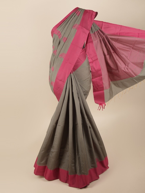 

Pothys Grey & Pink Woven Design Silk Cotton Saree