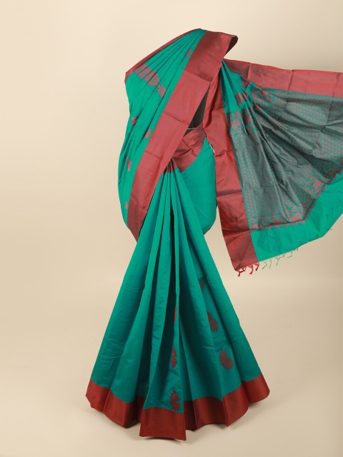 

Pothys Green & Maroon Woven Design Silk Cotton Saree