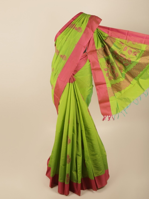 

Pothys Green & Pink Floral Silk Cotton Saree