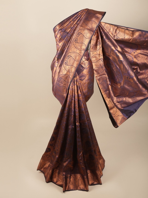 

Pothys Blue & Copper-Toned Paisley Zari Art Silk Saree
