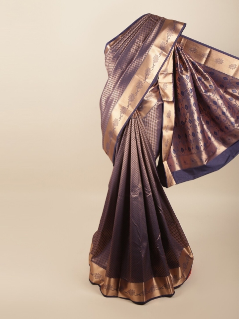 

Pothys Blue & Rose Gold Floral Art Silk Saree