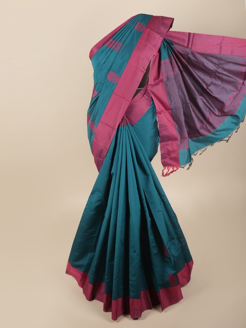 

Pothys Teal & Purple Ethnic Motifs Silk Cotton Saree