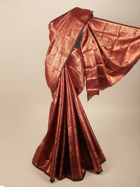 

Pothys Maroon & Gold-Toned Ethnic Motifs Art Silk Saree