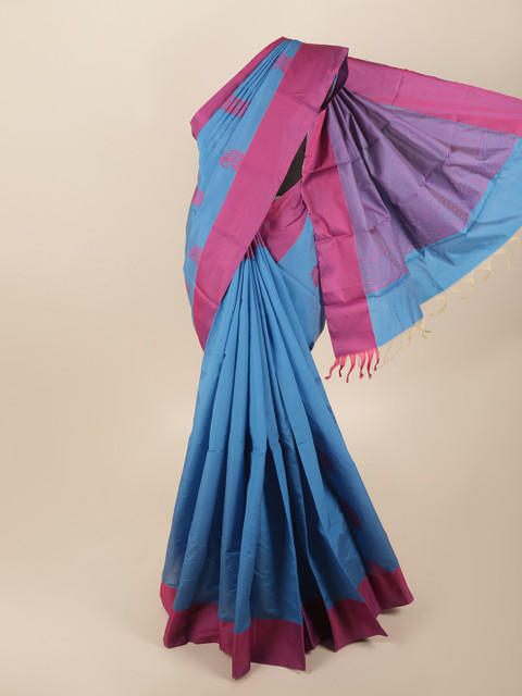 

Pothys Blue & Pink Woven Design Silk Cotton Saree