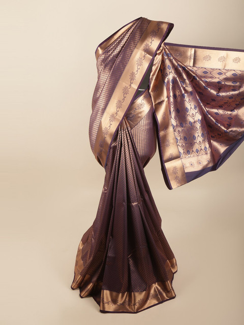 

Pothys Blue & Copper-Toned Ethnic Motifs Zari Art Silk Saree