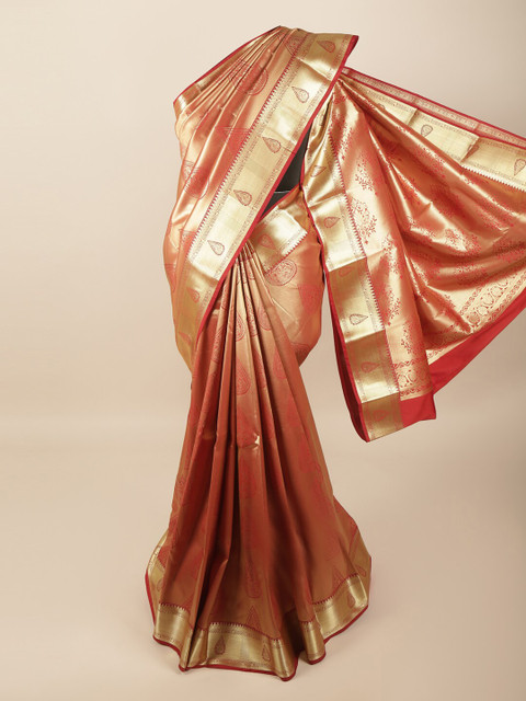 

Pothys Red & Gold-Coloured Ethnic Motifs Zari Art Silk Saree