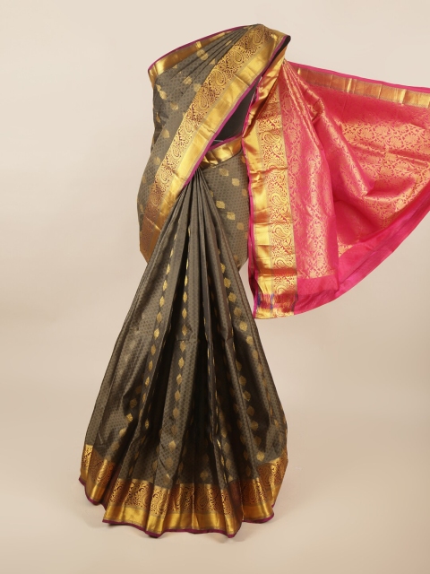 

Pothys Grey & Pink Woven Design Pure Silk Saree