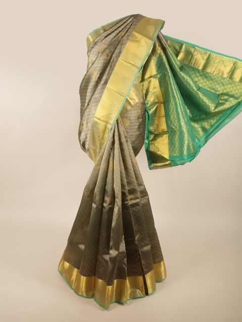 

Pothys Grey & Green Ethnic Motifs Pure Silk Saree