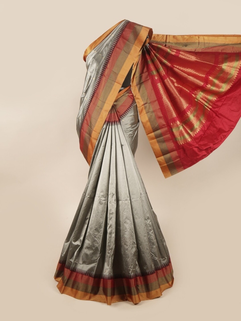 

Pothys Grey & Red Woven Design Pure Silk Saree