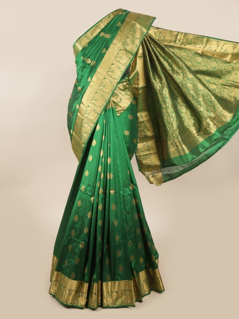 

Pothys Green & Gold-Toned Woven Design Pure Silk Saree
