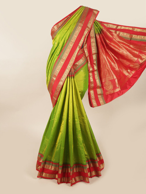 

Pothys Green & Red Pure Silk Saree