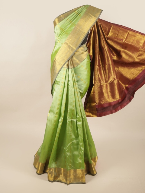 

Pothys Green & Gold-Coloured Ethnic Motifs Zari Pure Silk Saree