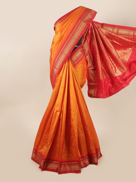 

Pothys Orange & Red Floral Pure Silk Saree
