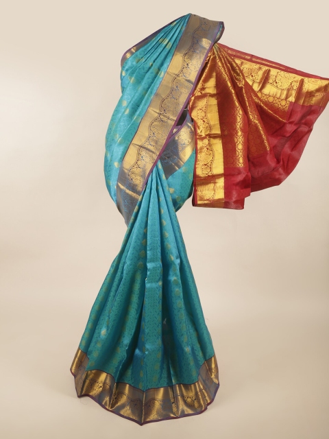 

Pothys Blue & Pink Floral Pure Silk Saree