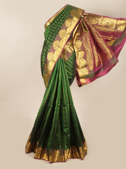 

Pothys Green & Mauve Ethnic Motifs Zari Pure Silk Saree