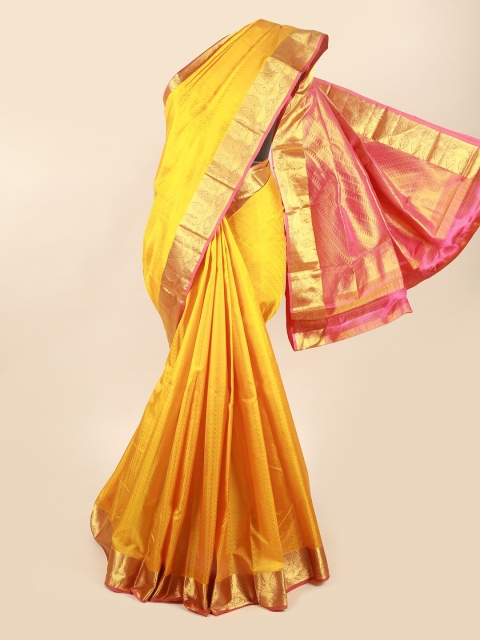 

Pothys Yellow & Pink Woven Design Zari Pure Silk Saree