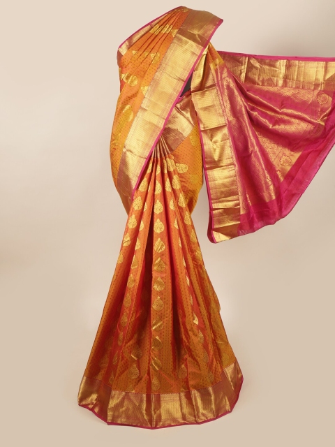 

Pothys Orange & Pink Floral Pure Silk Saree