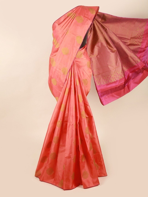 

Pothys Pink & Gold-Toned Woven Design Pure Silk Saree