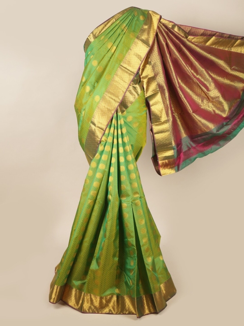 

Pothys Green & Gold-Coloured Ethnic Motifs Zari Pure Silk Saree