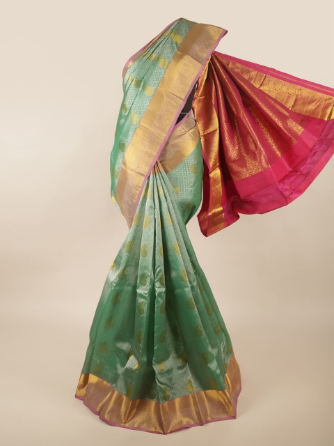 

Pothys Green & Red Woven Design Pure Silk Saree