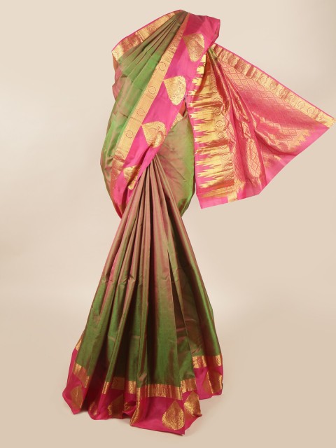 

Pothys Green & Pink Zari Pure Silk Saree