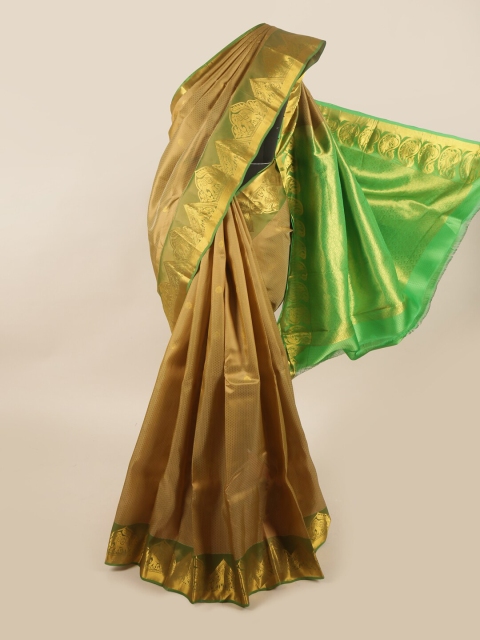 

Pothys Gold-Toned & Brown Ethnic Motifs Zari Pure Silk Saree